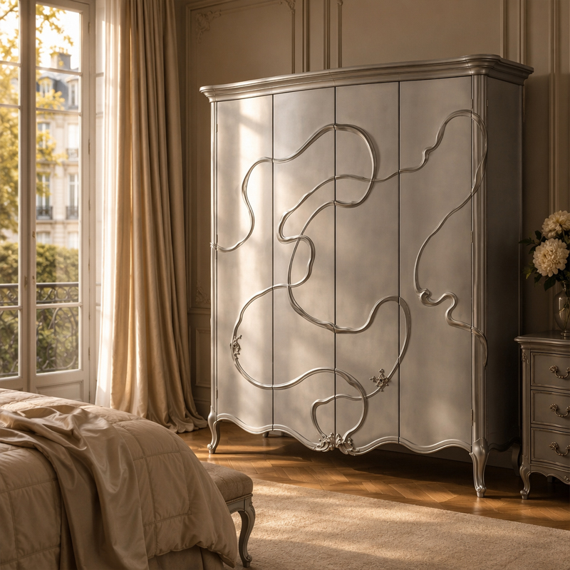 Valence Argento Floral Armoire | Luxury French Classical Silver Four-Door Wardrobe - EKAR,EKAR FURNITURE CO.,LTD,Valence Argento Floral Armoire | Luxury French Classical Silver Four-Door Wardrobe - EKAR,foshan furniture factory,custom Furniture factory,china furniture factory