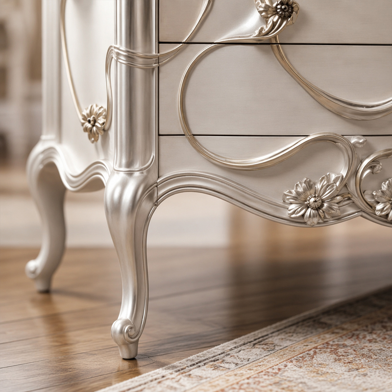 Valence Argento Floral Chest of Drawers | Luxury French Classical Silver Dresser - EKAR,EKAR FURNITURE CO.,LTD,Valence Argento Floral Chest of Drawers | Luxury French Classical Silver Dresser - EKAR,foshan furniture factory,custom Furniture factory,china furniture factory