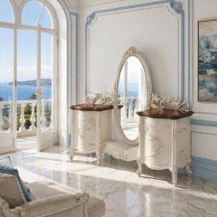 Aurelia Heritage Gilded Vanity &amp; Grand Oval Mirror | Luxury French Classical Dressing Table - EKAR,EKAR FURNITURE CO.,LTD,Aurelia Heritage Gilded Vanity &amp; Grand Oval Mirror | Luxury French Classical Dressing Table - EKAR,foshan furniture factory,custom Furniture factory,china furniture factory