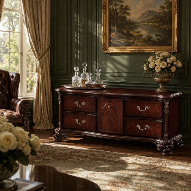 Regency Burl-Wood Heritage Media Console | Luxury French Classical TV Stand - EKAR FURNITURE,EKAR FURNITURE CO.,LTD,Regency Burl-Wood Heritage Media Console | Luxury French Classical TV Stand - EKAR FURNITURE,foshan furniture factory,custom Furniture factory,china furniture factory
