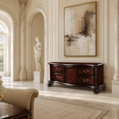 Regency Burl-Wood Heritage Media Console | Luxury French Classical TV Stand - EKAR FURNITURE,EKAR FURNITURE CO.,LTD,Regency Burl-Wood Heritage Media Console | Luxury French Classical TV Stand - EKAR FURNITURE,foshan furniture factory,custom Furniture factory,china furniture factory