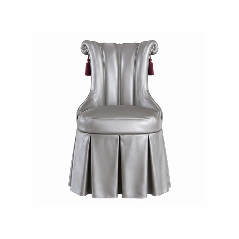 Seraphina Couture Pleated Vanity Chair | Luxury French Classical Silver Upholstered Dressing Stool - EKAR,EKAR FURNITURE CO.,LTD,Seraphina Couture Pleated Vanity Chair | Luxury French Classical Silver Upholstered Dressing Stool - EKAR,foshan furniture factory,custom Furniture factory,china furniture factory