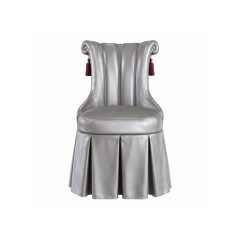 Seraphina Couture Pleated Vanity Chair | Luxury French Classical Silver Upholstered Dressing Stool - EKAR,EKAR FURNITURE CO.,LTD,Seraphina Couture Pleated Vanity Chair | Luxury French Classical Silver Upholstered Dressing Stool - EKAR,foshan furniture factory,custom Furniture factory,china furniture factory