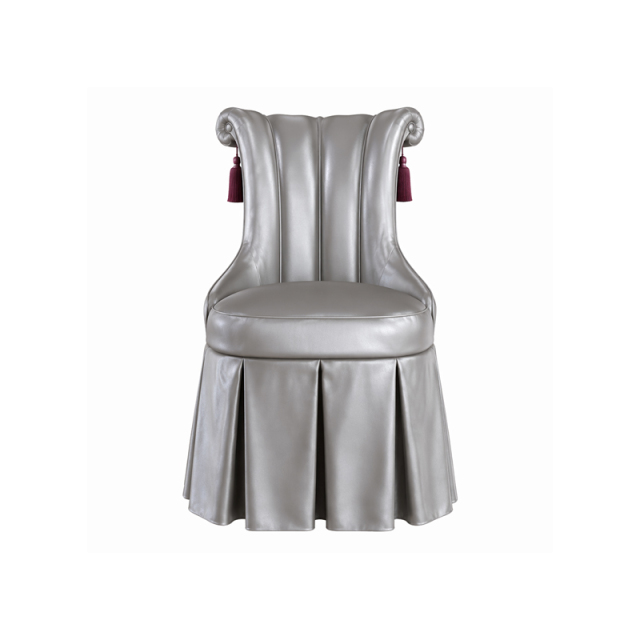 Seraphina Couture Pleated Vanity Chair | Luxury French Classical Silver Upholstered Dressing Stool - EKAR,EKAR FURNITURE CO.,LTD,Seraphina Couture Pleated Vanity Chair | Luxury French Classical Silver Upholstered Dressing Stool - EKAR,foshan furniture factory,custom Furniture factory,china furniture factory