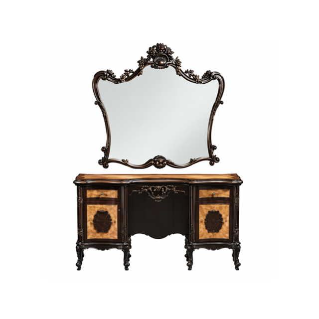 Chateau Imperial Burl-Wood Vanity &amp; Majestic Crown Mirror | Luxury French Classical Dressing Table - EKAR,EKAR FURNITURE CO.,LTD,Chateau Imperial Burl-Wood Vanity &amp; Majestic Crown Mirror | Luxury French Classical Dressing Table - EKAR,foshan furniture factory,custom Furniture factory,china furniture factory