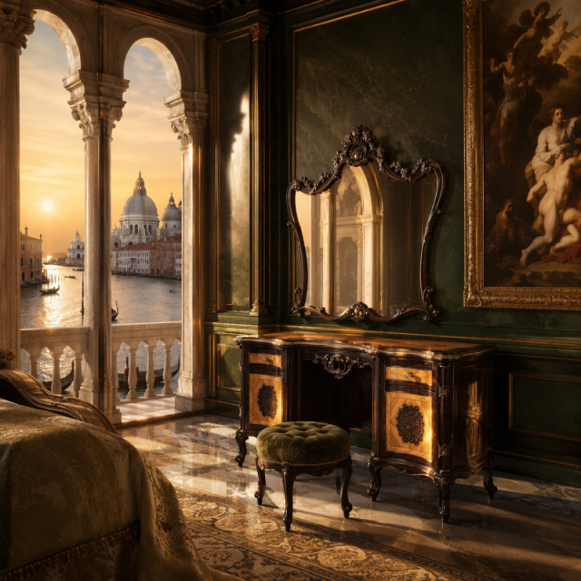 Chateau Imperial Burl-Wood Vanity &amp; Majestic Crown Mirror | Luxury French Classical Dressing Table - EKAR,EKAR FURNITURE CO.,LTD,Chateau Imperial Burl-Wood Vanity &amp; Majestic Crown Mirror | Luxury French Classical Dressing Table - EKAR,foshan furniture factory,custom Furniture factory,china furniture factory