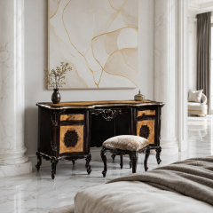 Chateau Imperial Burl-Wood Vanity &amp; Majestic Crown Mirror | Luxury French Classical Dressing Table - EKAR,EKAR FURNITURE CO.,LTD,Chateau Imperial Burl-Wood Vanity &amp; Majestic Crown Mirror | Luxury French Classical Dressing Table - EKAR,foshan furniture factory,custom Furniture factory,china furniture factory