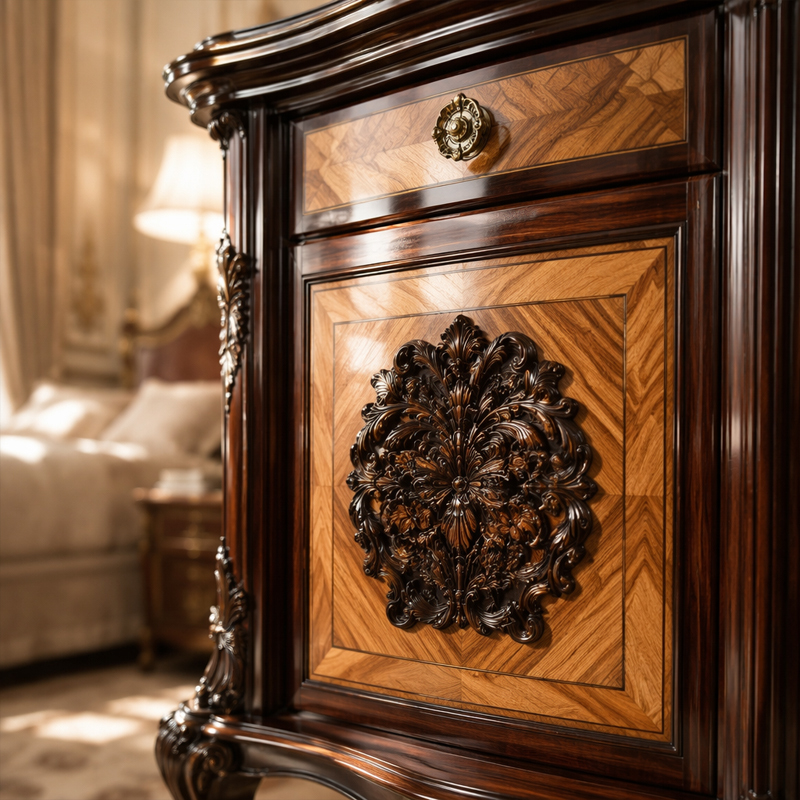 Chateau Imperial Burl-Wood Vanity &amp; Majestic Crown Mirror | Luxury French Classical Dressing Table - EKAR,EKAR FURNITURE CO.,LTD,Chateau Imperial Burl-Wood Vanity &amp; Majestic Crown Mirror | Luxury French Classical Dressing Table - EKAR,foshan furniture factory,custom Furniture factory,china furniture factory