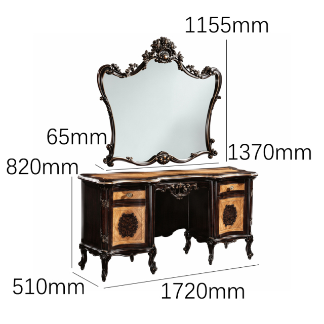 Chateau Imperial Burl-Wood Vanity &amp; Majestic Crown Mirror | Luxury French Classical Dressing Table - EKAR,EKAR FURNITURE CO.,LTD,Chateau Imperial Burl-Wood Vanity &amp; Majestic Crown Mirror | Luxury French Classical Dressing Table - EKAR,foshan furniture factory,custom Furniture factory,china furniture factory