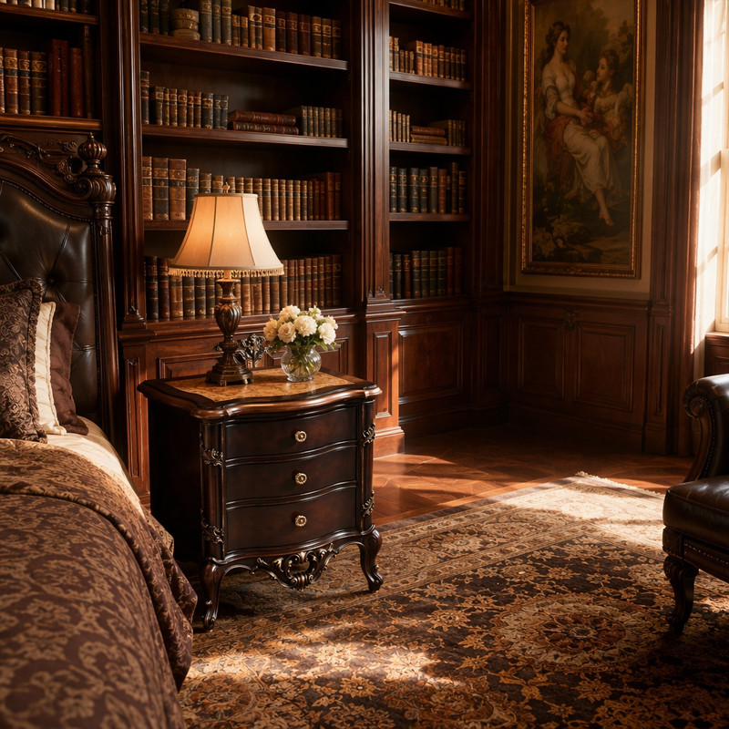 Chateau Heritage French Classical Nightstand | Luxury Hand-Carved Bedside Cabinet - EKAR,EKAR FURNITURE CO.,LTD,Chateau Heritage French Classical Nightstand | Luxury Hand-Carved Bedside Cabinet - EKAR,foshan furniture factory,custom Furniture factory,china furniture factory