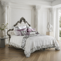 Valence Argento Neoclassical Tufted Bed | Luxury French Classical Silver Gilded Furniture - EKAR,EKAR FURNITURE CO.,LTD,Valence Argento Neoclassical Tufted Bed | Luxury French Classical Silver Gilded Furniture - EKAR,foshan furniture factory,custom Furniture factory,china furniture factory