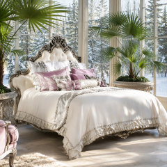 Valence Argento Neoclassical Tufted Bed | Luxury French Classical Silver Gilded Furniture - EKAR,EKAR FURNITURE CO.,LTD,Valence Argento Neoclassical Tufted Bed | Luxury French Classical Silver Gilded Furniture - EKAR,foshan furniture factory,custom Furniture factory,china furniture factory