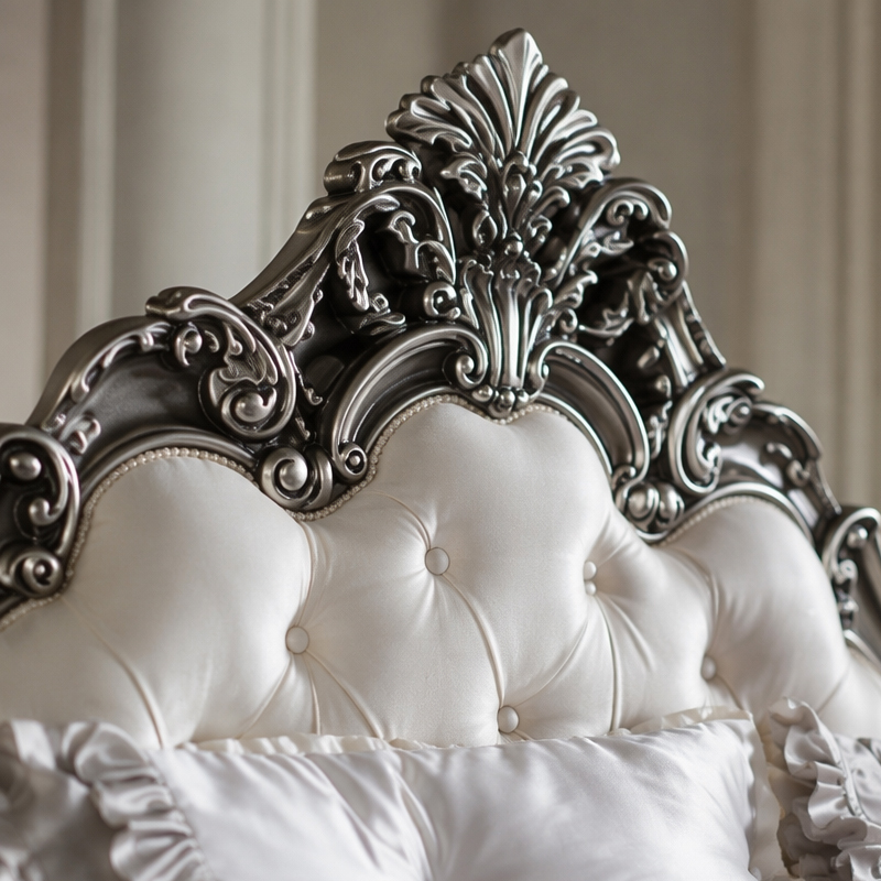 Valence Argento Neoclassical Tufted Bed | Luxury French Classical Silver Gilded Furniture - EKAR,EKAR FURNITURE CO.,LTD,Valence Argento Neoclassical Tufted Bed | Luxury French Classical Silver Gilded Furniture - EKAR,foshan furniture factory,custom Furniture factory,china furniture factory