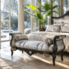 Sovereign Imperial Bed-End Bench | Luxury French Classical Upholstered Master Suite Settee - EKAR,EKAR FURNITURE CO.,LTD,Sovereign Imperial Bed-End Bench | Luxury French Classical Upholstered Master Suite Settee - EKAR,foshan furniture factory,custom Furniture factory,china furniture factory