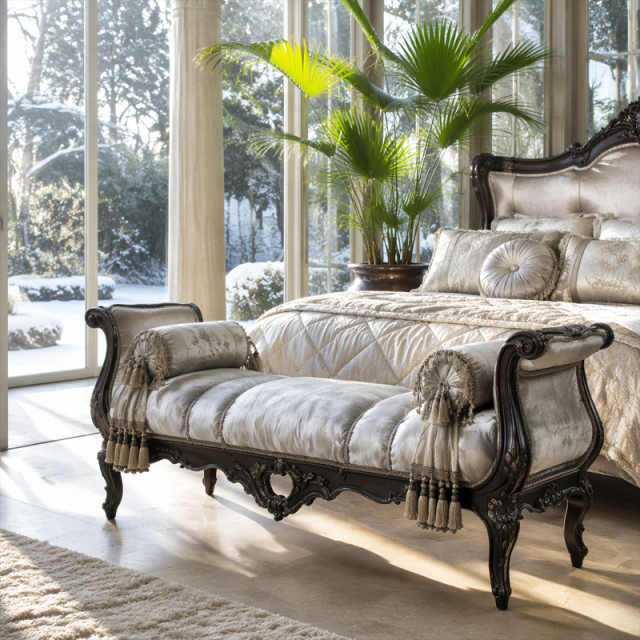 Sovereign Imperial Bed-End Bench | Luxury French Classical Upholstered Master Suite Settee - EKAR,EKAR FURNITURE CO.,LTD,Sovereign Imperial Bed-End Bench | Luxury French Classical Upholstered Master Suite Settee - EKAR,foshan furniture factory,custom Furniture factory,china furniture factory