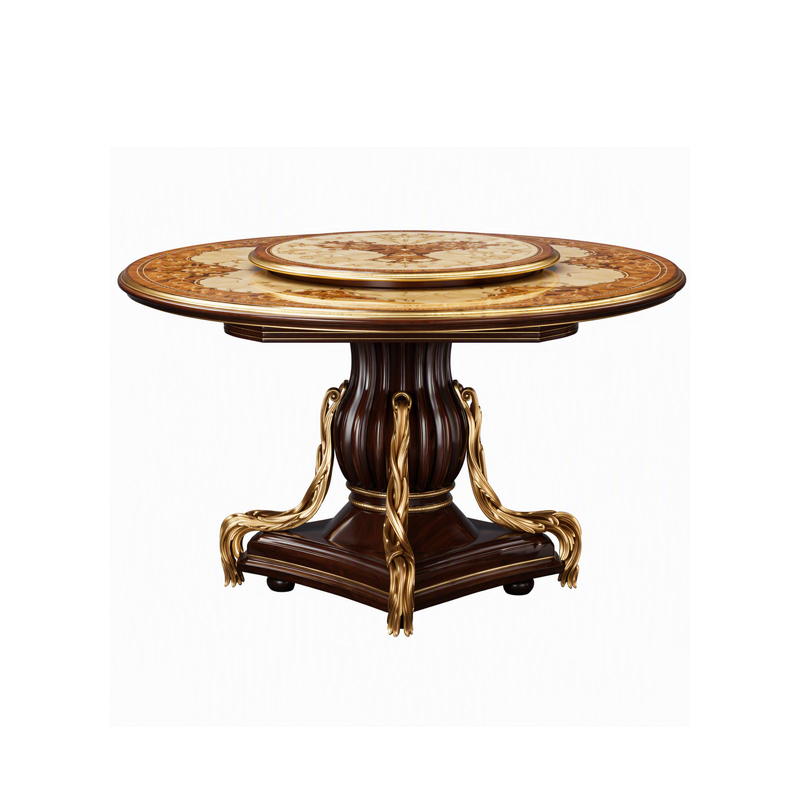 Majestic Sovereign Marquetry Round Dining Table | Luxury French Classical Pedestal Furniture - EKAR,EKAR FURNITURE CO.,LTD,Majestic Sovereign Marquetry Round Dining Table | Luxury French Classical Pedestal Furniture - EKAR,foshan furniture factory,custom Furniture factory,china furniture factory