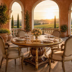 Majestic Sovereign Marquetry Round Dining Table | Luxury French Classical Pedestal Furniture - EKAR,EKAR FURNITURE CO.,LTD,Majestic Sovereign Marquetry Round Dining Table | Luxury French Classical Pedestal Furniture - EKAR,foshan furniture factory,custom Furniture factory,china furniture factory