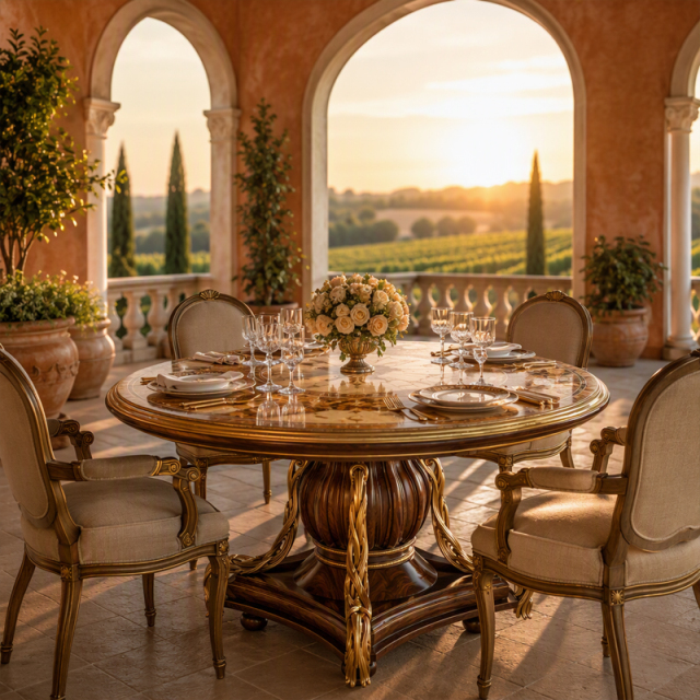 Majestic Sovereign Marquetry Round Dining Table | Luxury French Classical Pedestal Furniture - EKAR,EKAR FURNITURE CO.,LTD,Majestic Sovereign Marquetry Round Dining Table | Luxury French Classical Pedestal Furniture - EKAR,foshan furniture factory,custom Furniture factory,china furniture factory