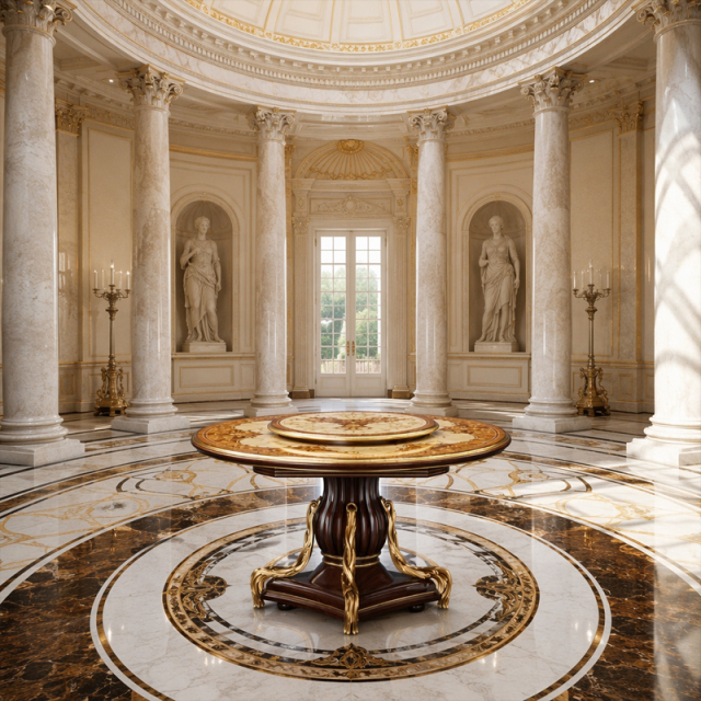 Majestic Sovereign Marquetry Round Dining Table | Luxury French Classical Pedestal Furniture - EKAR,EKAR FURNITURE CO.,LTD,Majestic Sovereign Marquetry Round Dining Table | Luxury French Classical Pedestal Furniture - EKAR,foshan furniture factory,custom Furniture factory,china furniture factory