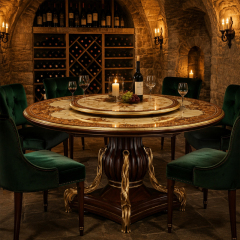 Majestic Sovereign Marquetry Round Dining Table | Luxury French Classical Pedestal Furniture - EKAR,EKAR FURNITURE CO.,LTD,Majestic Sovereign Marquetry Round Dining Table | Luxury French Classical Pedestal Furniture - EKAR,foshan furniture factory,custom Furniture factory,china furniture factory