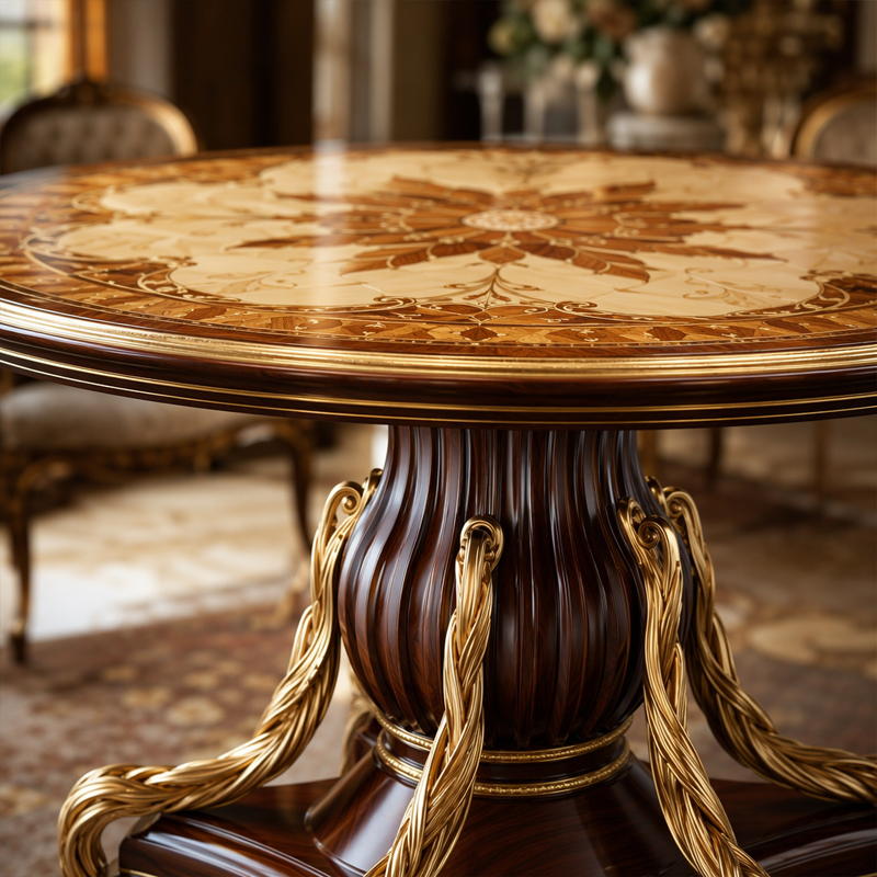 Majestic Sovereign Marquetry Round Dining Table | Luxury French Classical Pedestal Furniture - EKAR,EKAR FURNITURE CO.,LTD,Majestic Sovereign Marquetry Round Dining Table | Luxury French Classical Pedestal Furniture - EKAR,foshan furniture factory,custom Furniture factory,china furniture factory