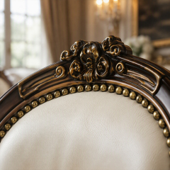 Sovereign Violin-Back Gilded Dining Chair | Luxury French Neoclassical Leather Seating - EKAR FURNITURE,EKAR FURNITURE CO.,LTD,Sovereign Violin-Back Gilded Dining Chair | Luxury French Neoclassical Leather Seating - EKAR FURNITURE,foshan furniture factory,custom Furniture factory,china furniture factory