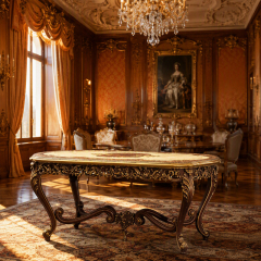Baroque Medallion Oblong Console Table | Luxury French Classical Gilded Entryway Table - EKAR FURNITURE,EKAR FURNITURE CO.,LTD,Baroque Medallion Oblong Console Table | Luxury French Classical Gilded Entryway Table - EKAR FURNITURE,foshan furniture factory,custom Furniture factory,china furniture factory