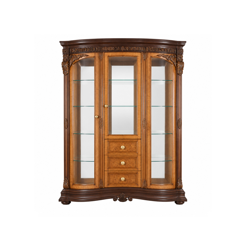 Sovereign Burl-Wood Bow-Front Vitrine | Luxury French Classical Glass Curio Wine Cabinet - EKAR FURNITURE,EKAR FURNITURE CO.,LTD,Sovereign Burl-Wood Bow-Front Vitrine | Luxury French Classical Glass Curio Wine Cabinet - EKAR FURNITURE,foshan furniture factory,custom Furniture factory,china furniture factory