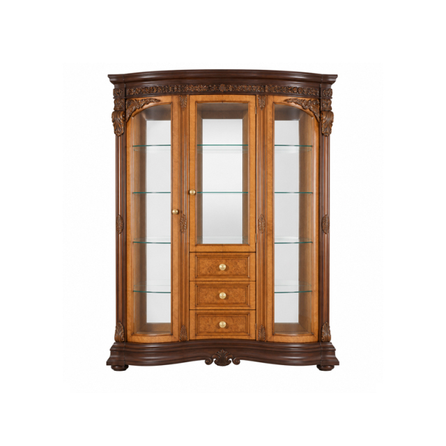 Sovereign Burl-Wood Bow-Front Vitrine | Luxury French Classical Glass Curio Wine Cabinet - EKAR FURNITURE,EKAR FURNITURE CO.,LTD,Sovereign Burl-Wood Bow-Front Vitrine | Luxury French Classical Glass Curio Wine Cabinet - EKAR FURNITURE,foshan furniture factory,custom Furniture factory,china furniture factory
