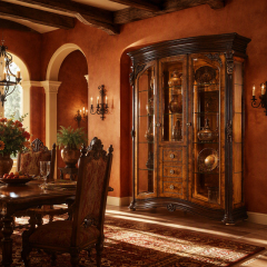 Sovereign Burl-Wood Bow-Front Vitrine | Luxury French Classical Glass Curio Wine Cabinet - EKAR FURNITURE,EKAR FURNITURE CO.,LTD,Sovereign Burl-Wood Bow-Front Vitrine | Luxury French Classical Glass Curio Wine Cabinet - EKAR FURNITURE,foshan furniture factory,custom Furniture factory,china furniture factory