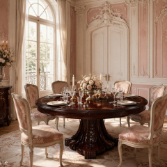 Regency Aurelian Round Pedestal Dining Table | Luxury French Classical Floral Marquetry - EKAR FURNITURE,EKAR FURNITURE CO.,LTD,Regency Aurelian Round Pedestal Dining Table | Luxury French Classical Floral Marquetry - EKAR FURNITURE,foshan furniture factory,custom Furniture factory,china furniture factory