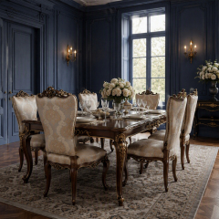 Baroque Medallion Damask Dining Chair | Luxury French Classical Gilded Side Chair - EKAR FURNITURE,EKAR FURNITURE CO.,LTD,Baroque Medallion Damask Dining Chair | Luxury French Classical Gilded Side Chair - EKAR FURNITURE,foshan furniture factory,custom Furniture factory,china furniture factory