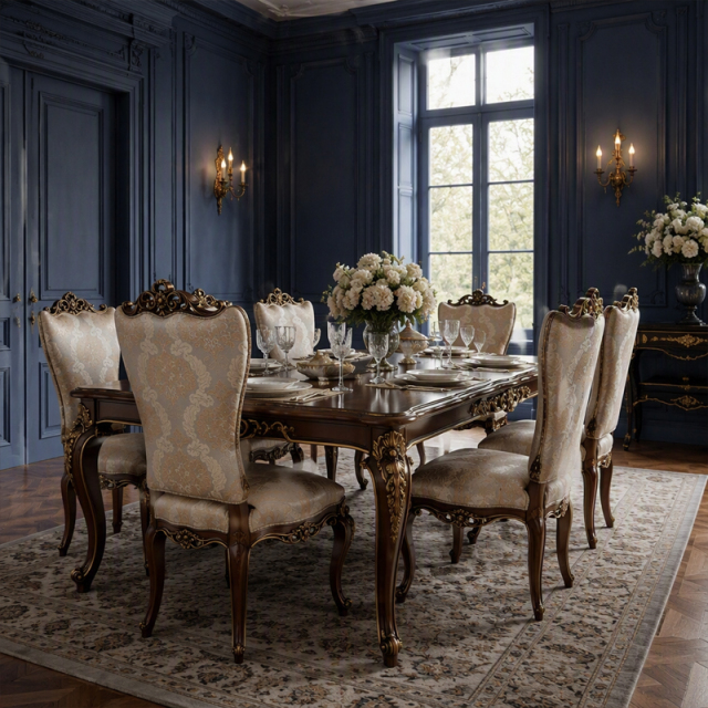 Baroque Medallion Damask Dining Chair | Luxury French Classical Gilded Side Chair - EKAR FURNITURE,EKAR FURNITURE CO.,LTD,Baroque Medallion Damask Dining Chair | Luxury French Classical Gilded Side Chair - EKAR FURNITURE,foshan furniture factory,custom Furniture factory,china furniture factory