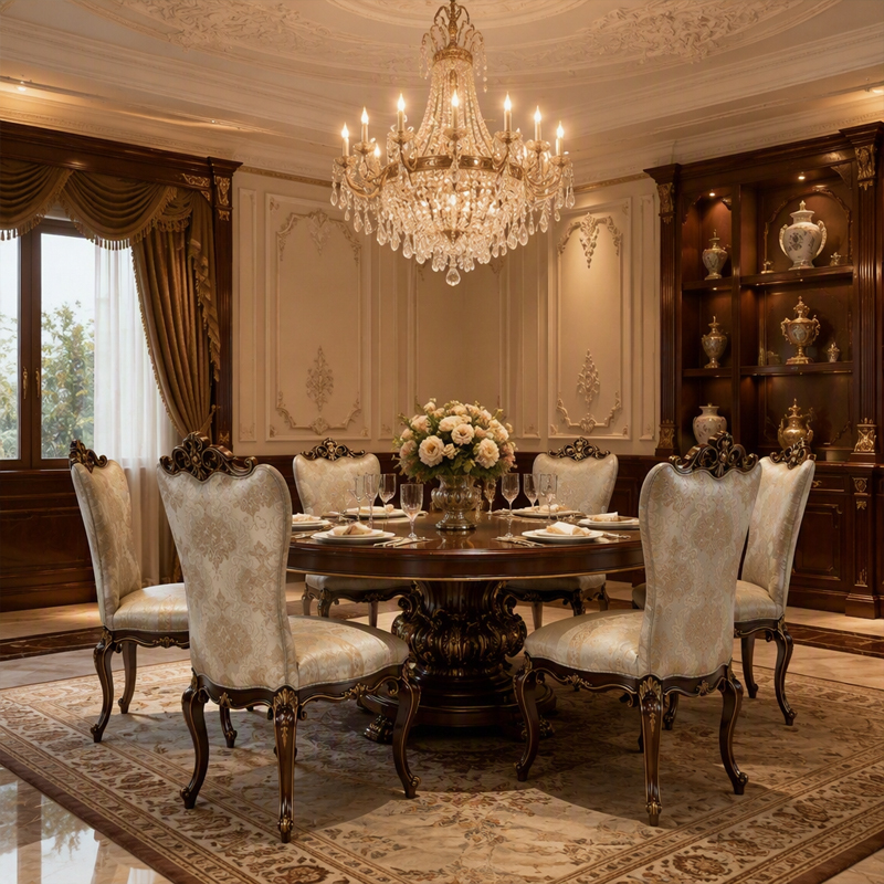 Baroque Medallion Damask Dining Chair | Luxury French Classical Gilded Side Chair - EKAR FURNITURE,EKAR FURNITURE CO.,LTD,Baroque Medallion Damask Dining Chair | Luxury French Classical Gilded Side Chair - EKAR FURNITURE,foshan furniture factory,custom Furniture factory,china furniture factory