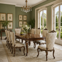 Baroque Medallion Damask Dining Chair | Luxury French Classical Gilded Side Chair - EKAR FURNITURE,EKAR FURNITURE CO.,LTD,Baroque Medallion Damask Dining Chair | Luxury French Classical Gilded Side Chair - EKAR FURNITURE,foshan furniture factory,custom Furniture factory,china furniture factory