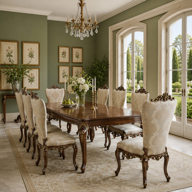 Baroque Medallion Damask Dining Chair | Luxury French Classical Gilded Side Chair - EKAR FURNITURE,EKAR FURNITURE CO.,LTD,Baroque Medallion Damask Dining Chair | Luxury French Classical Gilded Side Chair - EKAR FURNITURE,foshan furniture factory,custom Furniture factory,china furniture factory