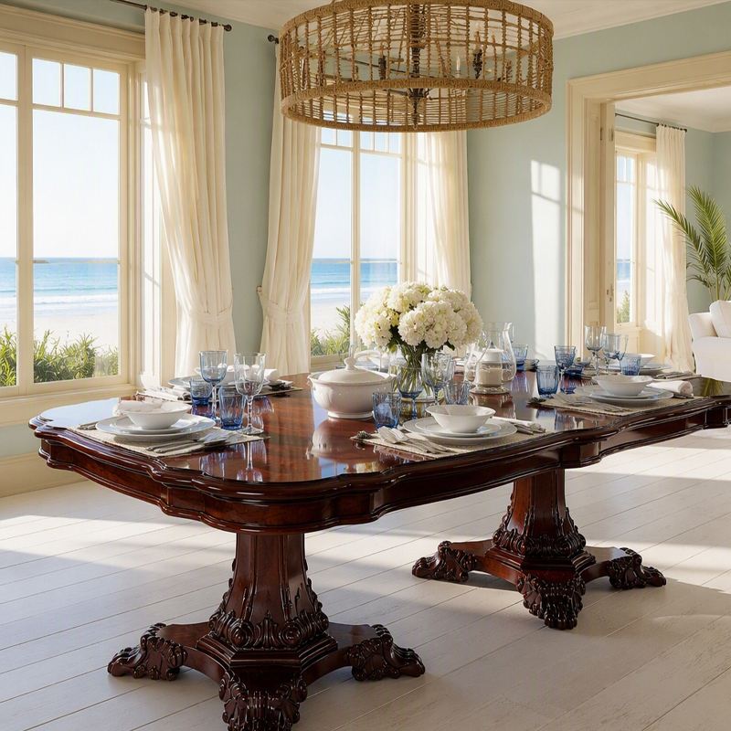 Regency Serpentine Double-Pedestal Dining Table | Luxury French Classical Claw-Foot Table - EKAR FURNITURE,EKAR FURNITURE CO.,LTD,Regency Serpentine Double-Pedestal Dining Table | Luxury French Classical Claw-Foot Table - EKAR FURNITURE,foshan furniture factory,custom Furniture factory,china furniture factory