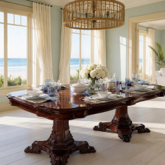 Regency Serpentine Double-Pedestal Dining Table | Luxury French Classical Claw-Foot Table - EKAR FURNITURE,EKAR FURNITURE CO.,LTD,Regency Serpentine Double-Pedestal Dining Table | Luxury French Classical Claw-Foot Table - EKAR FURNITURE,foshan furniture factory,custom Furniture factory,china furniture factory