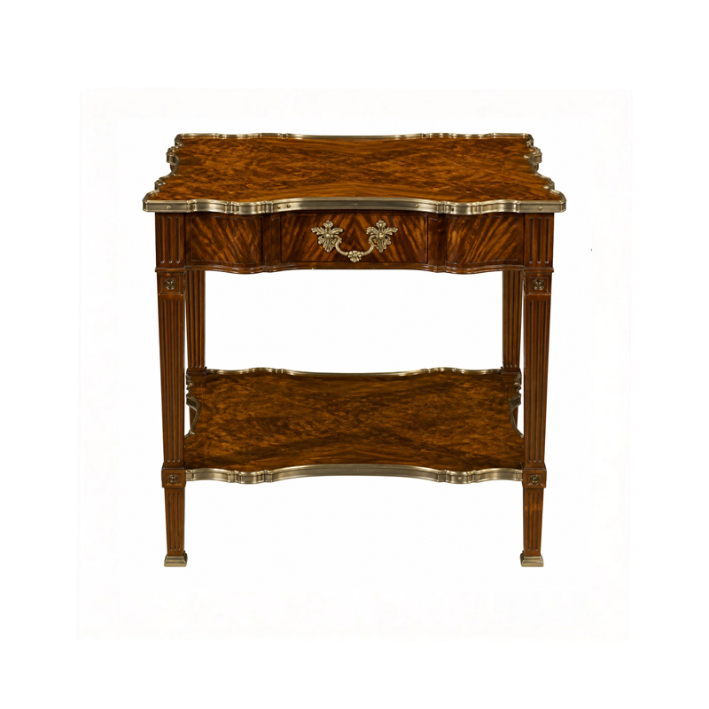 Regency Burl-Wood Serpentine Side Table | Luxury British Classical Brass-Trimmed End Table - EKAR FURNITURE,MY SHOP,Regency Burl-Wood Serpentine Side Table | Luxury British Classical Brass-Trimmed End Table - EKAR FURNITURE,foshan furniture factory,custom Furniture factory,china furniture factory