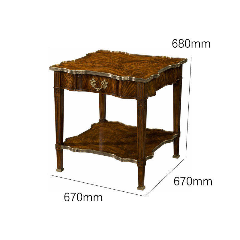 Regency Burl-Wood Serpentine Side Table | Luxury British Classical Brass-Trimmed End Table - EKAR FURNITURE,MY SHOP,Regency Burl-Wood Serpentine Side Table | Luxury British Classical Brass-Trimmed End Table - EKAR FURNITURE,foshan furniture factory,custom Furniture factory,china furniture factory