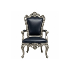 Silver Regent Fan-Crest Dining Armchair | Luxury French Classical Navy Leather Seating - EKAR FURNITURE,EKAR FURNITURE CO.,LTD,Silver Regent Fan-Crest Dining Armchair | Luxury French Classical Navy Leather Seating - EKAR FURNITURE,foshan furniture factory,custom Furniture factory,china furniture factory
