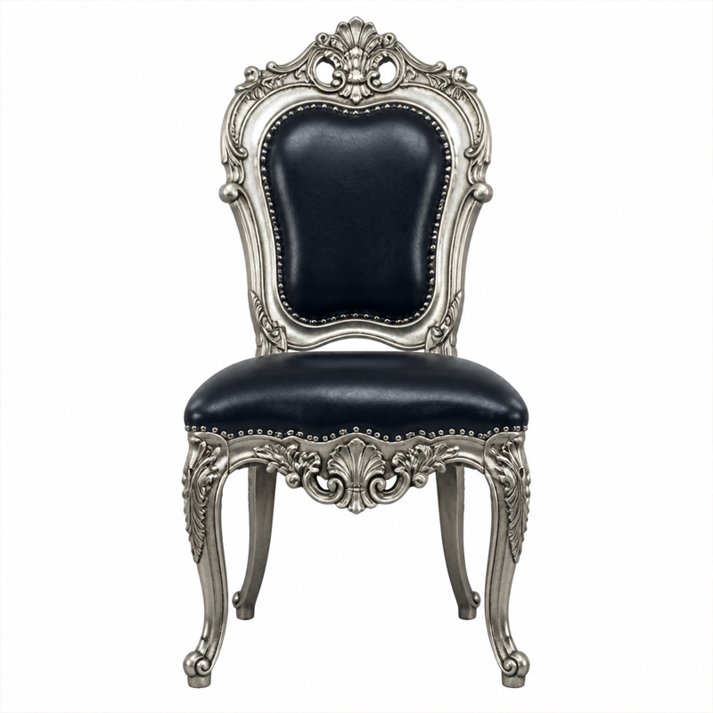 Silver Regent Fan-Crest Dining Armchair | Luxury French Classical Navy Leather Seating - EKAR FURNITURE,EKAR FURNITURE CO.,LTD,Silver Regent Fan-Crest Dining Armchair | Luxury French Classical Navy Leather Seating - EKAR FURNITURE,foshan furniture factory,custom Furniture factory,china furniture factory