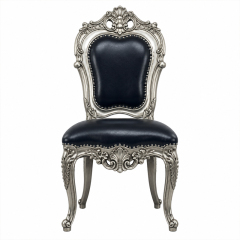 Silver Regent Fan-Crest Dining Armchair | Luxury French Classical Navy Leather Seating - EKAR FURNITURE,EKAR FURNITURE CO.,LTD,Silver Regent Fan-Crest Dining Armchair | Luxury French Classical Navy Leather Seating - EKAR FURNITURE,foshan furniture factory,custom Furniture factory,china furniture factory