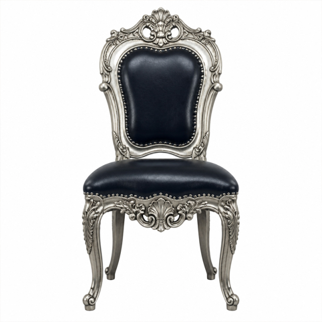 Silver Regent Fan-Crest Dining Armchair | Luxury French Classical Navy Leather Seating - EKAR FURNITURE,EKAR FURNITURE CO.,LTD,Silver Regent Fan-Crest Dining Armchair | Luxury French Classical Navy Leather Seating - EKAR FURNITURE,foshan furniture factory,custom Furniture factory,china furniture factory