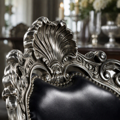 Silver Regent Fan-Crest Dining Armchair | Luxury French Classical Navy Leather Seating - EKAR FURNITURE,EKAR FURNITURE CO.,LTD,Silver Regent Fan-Crest Dining Armchair | Luxury French Classical Navy Leather Seating - EKAR FURNITURE,foshan furniture factory,custom Furniture factory,china furniture factory