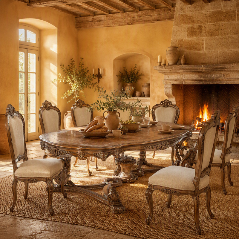 Baroque Medallion Oval Dining Table | Luxury French Classical Sunburst Marquetry Table - EKAR FURNITURE,EKAR FURNITURE CO.,LTD,Baroque Medallion Oval Dining Table | Luxury French Classical Sunburst Marquetry Table - EKAR FURNITURE,foshan furniture factory,custom Furniture factory,china furniture factory