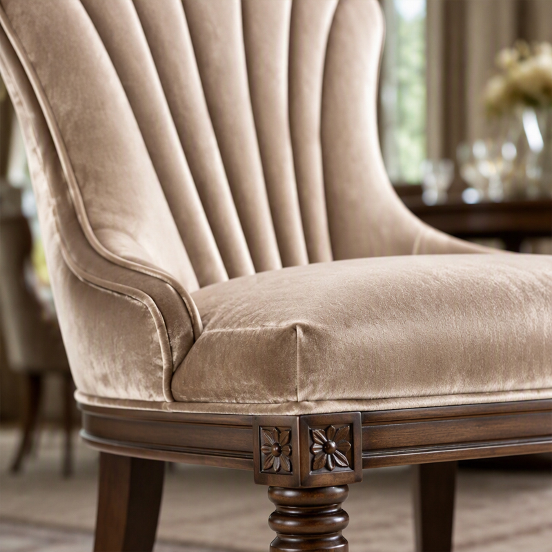 Aurelia Shell-Back Satin Dining Chair | Luxury French Classical Fan-Back Seating - EKAR FURNITURE,EKAR FURNITURE CO.,LTD,Aurelia Shell-Back Satin Dining Chair | Luxury French Classical Fan-Back Seating - EKAR FURNITURE,foshan furniture factory,custom Furniture factory,china furniture factory