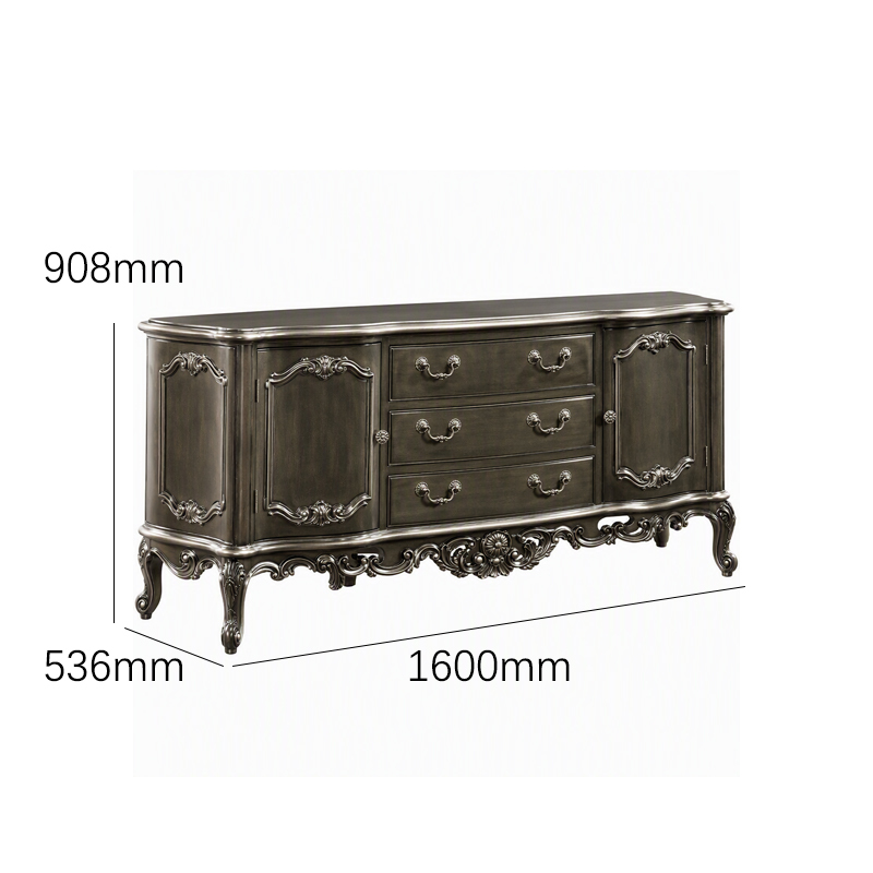 Charcoal Regent Serpentine Sideboard | Luxury French Classical Distressed Pewter Buffet - EKAR FURNITURE,EKAR FURNITURE CO.,LTD,Charcoal Regent Serpentine Sideboard | Luxury French Classical Distressed Pewter Buffet - EKAR FURNITURE,foshan furniture factory,custom Furniture factory,china furniture factory