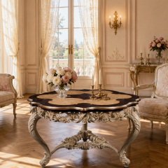 Chateau Rose Quatrefoil Dining Table | Luxury Classical Ivory & Gilded Carved Center Table - EKAR,EKAR FURNITURE CO.,LTD,Chateau Rose Quatrefoil Dining Table | Luxury Classical Ivory & Gilded Carved Center Table - EKAR,foshan furniture factory,custom Furniture factory,china furniture factory