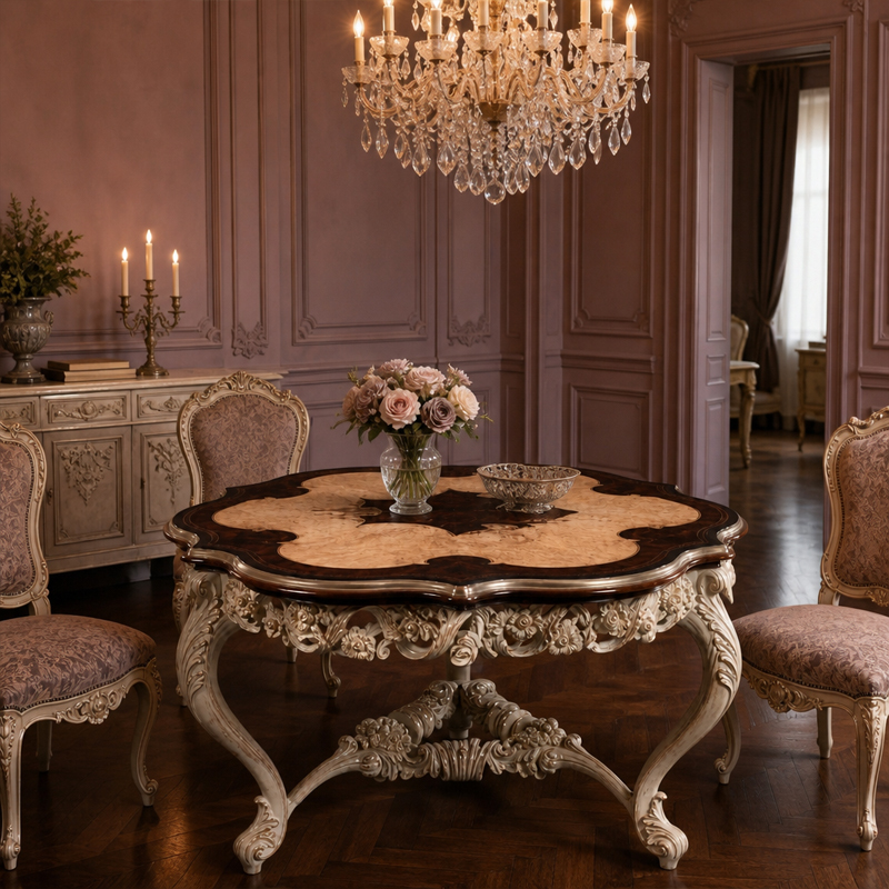 Chateau Rose Quatrefoil Dining Table | Luxury Classical Ivory & Gilded Carved Center Table - EKAR,EKAR FURNITURE CO.,LTD,Chateau Rose Quatrefoil Dining Table | Luxury Classical Ivory & Gilded Carved Center Table - EKAR,foshan furniture factory,custom Furniture factory,china furniture factory